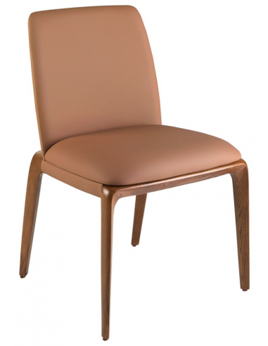 Spisebordsstol i valnøddetræ og vegansk læder H83 cm - Valnød/Brun