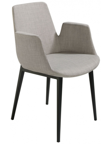 Spisebordsstol med armlæn i stål og polyester H82 cm - Mat sort/Grå