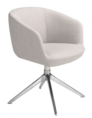 Spisebordsstol med drejefod og armlæn i stål og polyester H80 cm - Krom/Lysegrå