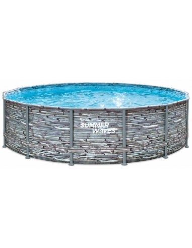 ELITE Frame fritstående pool komplet sæt m/stige og pumpe H107 x Ø427 cm - Stenoptik