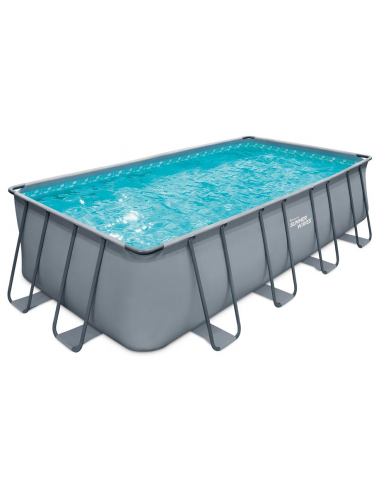 ELITE Frame fritstående pool komplet sæt m/stige og pumpe H132 x B653 x D384 cm - Grå