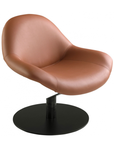 Lænestol med drejefod i stål og vegansk læder H79 cm - Sort/Brun