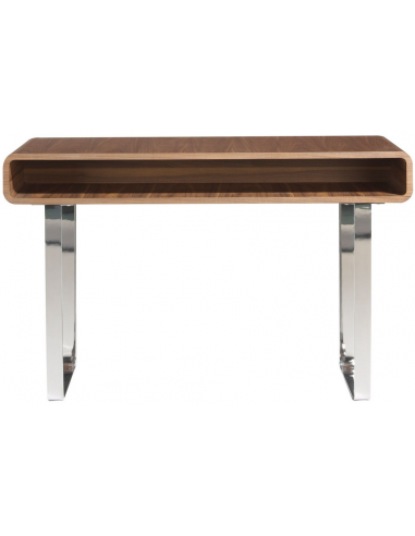 Konsolbord i stål og valnøddefinér H75 x B120 x D39 cm - Krom/Valnød