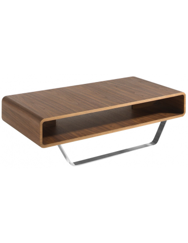 Sofabord i valnøddefinér og stål H36 x B120 x D60 cm - Valnød/Krom