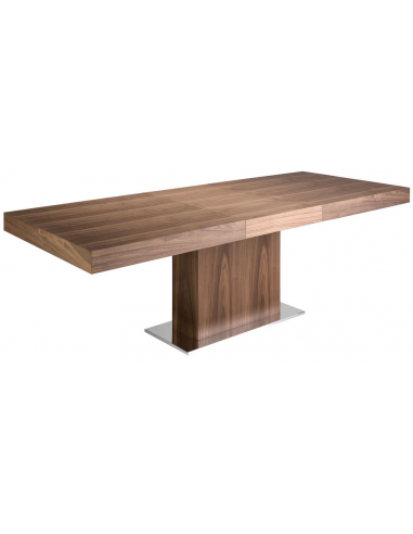 Spisebord med udtræk i stål og valnøddefinér 180 - 240 x 100 cm - Valnød/Krom