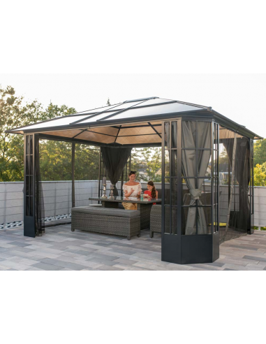 SAVINO Pavillon i aluminium og polyester H280 x B422,5 x D397 cm - Sort