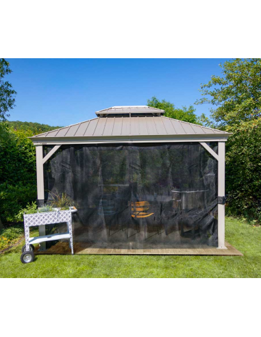 MESSINA Pavillon i aluminium og stål H291,5 x B363 x D288 cm - Champagne/Brun