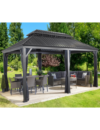 MESSINA Pavillon i aluminium og stål H307,1 x B598 x D363 cm - Antracit