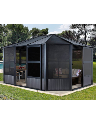 CHARLESTON Pavillon i aluminium og stål H280,89 x B488,6 x D383,6 cm - Antracit