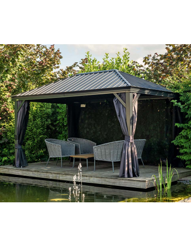 MARSALA Pavillon i aluminium og stål H278 x B423 x D298 cm - Antracit