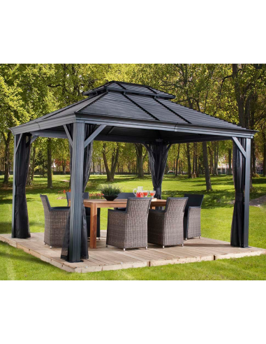 MYKONOS Pavillon i aluminium og stål H291 x B425 x D299 cm - Basaltgrå