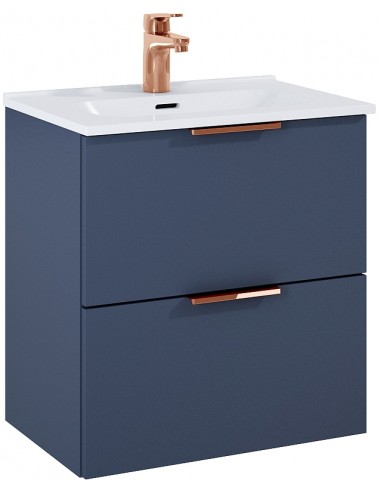 RONJA Komplet badmiljø i MDF og keramik H55,2 x B51,3 cm - Mat marineblå/Blank hvid