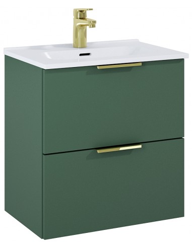 RONJA Komplet badmiljø i MDF og keramik H55,2 x B51,3 cm - Mat skovgrøn/Blank hvid