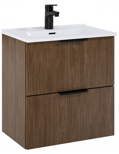 RONJA Komplet badmiljø i MDF og keramik H55,2 x B51,3 cm - Valnød/Blank hvid