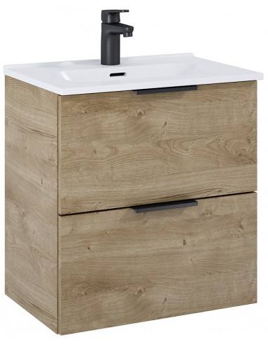 RONJA Komplet badmiljø i MDF og keramik H55,2 x B51,3 cm - Eg/Blank hvid