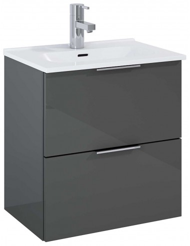 RONJA Komplet badmiljø i MDF og keramik H55,2 x B51,3 cm - Blank antracit/Hvid