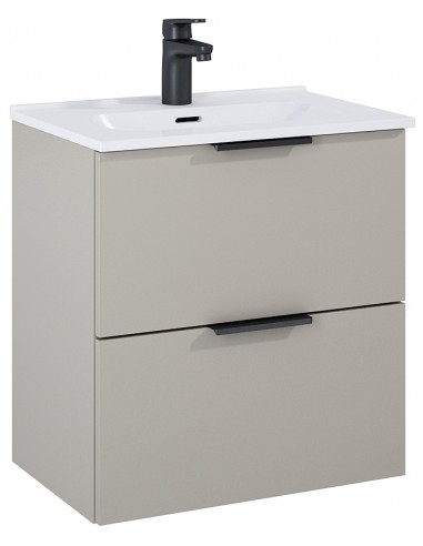 RONJA Komplet badmiljø i MDF og keramik H55,2 x B51,3 cm - Mat røg/Blank hvid