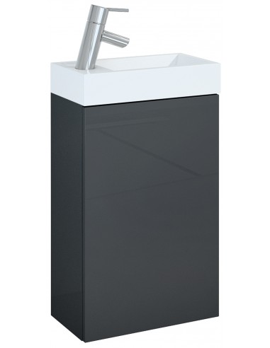 ELLIE Komplet badmiljø i MDF og keramik H68 x B40,2 cm - Blank antracit/Hvid