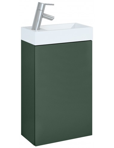 ELLIE Komplet badmiljø i MDF og keramik H68 x B40,2 cm - Mat skovgrøn/Hvid