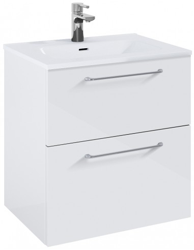 WILMA Komplet badmiljø i MDF og keramik H63,5 x B60 cm - Blank hvid/Krom