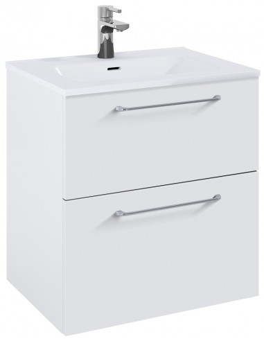 WILMA Komplet badmiljø i MDF og keramik H63,5 x B60 cm - Mat hvid/Krom