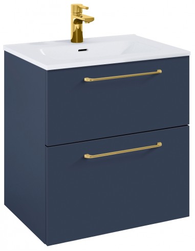 WILMA Komplet badmiljø i MDF og keramik H63,5 x B60 cm - Mat marineblå/Guld