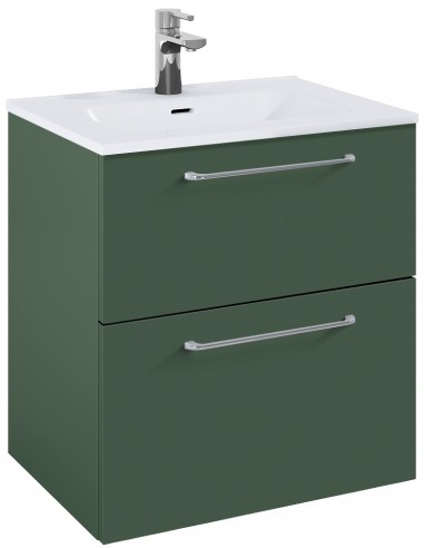 WILMA Komplet badmiljø i MDF og keramik H63,5 x B60 cm - Mat skovgrøn/Krom