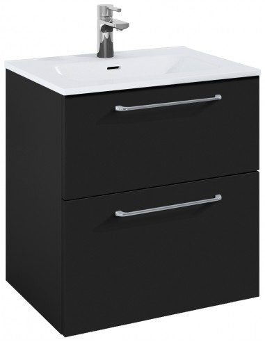 WILMA Komplet badmiljø i MDF og keramik H63,5 x B60 cm - Mat sort/Krom