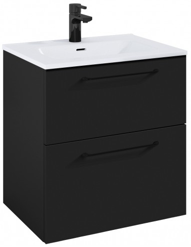 WILMA Komplet badmiljø i MDF og keramik H63,5 x B60 cm - Mat sort/Sort