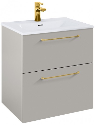 WILMA Komplet badmiljø i MDF og keramik H63,5 x B60 cm - Mat røg/Guld