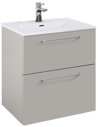 WILMA Komplet badmiljø i MDF og keramik H63,5 x B60 cm - Mat røg/Krom