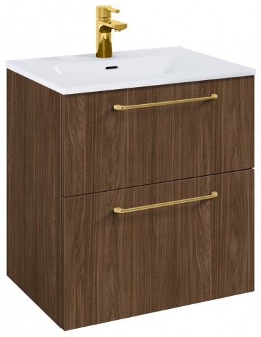 WILMA Komplet badmiljø i MDF og keramik H63,5 x B60 cm - Valnød/Guld