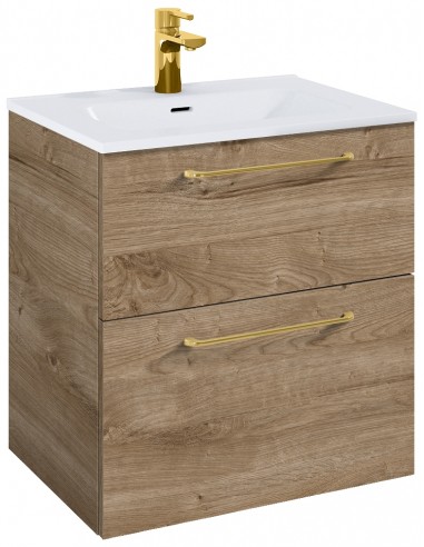 WILMA Komplet badmiljø i MDF og keramik H63,5 x B60 cm - Eg/Guld