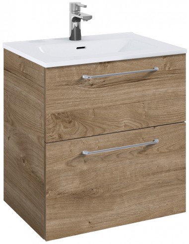 WILMA Komplet badmiljø i MDF og keramik H63,5 x B60 cm - Eg/Krom