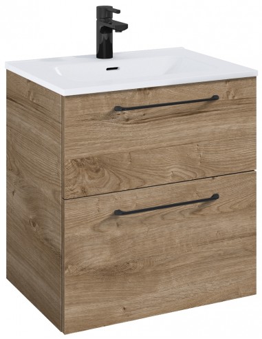 WILMA Komplet badmiljø i MDF og keramik H63,5 x B60 cm - Eg/Sort