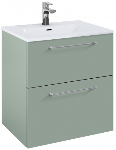 WILMA Komplet badmiljø i MDF og keramik H63,5 x B60 cm - Mat fjordgrøn/Krom