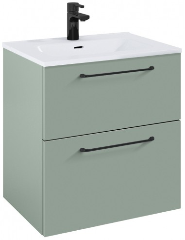 WILMA Komplet badmiljø i MDF og keramik H63,5 x B60 cm - Mat fjordgrøn/Sort