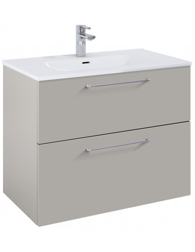 WILMA Komplet badmiljø i MDF og keramik H63,5 x B80 cm - Mat røg/Krom