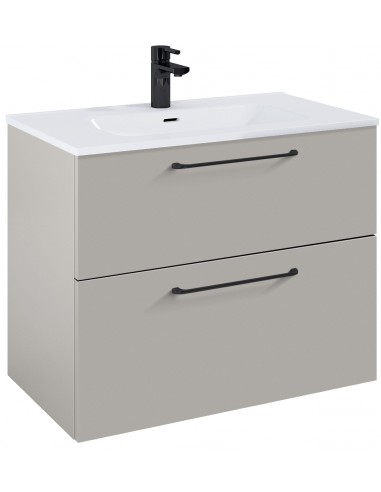 WILMA Komplet badmiljø i MDF og keramik H63,5 x B80 cm - Mat røg/Sort