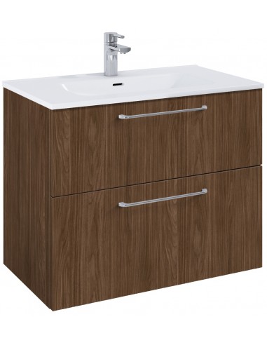 WILMA Komplet badmiljø i MDF og keramik H63,5 x B80 cm - Valnød/Krom