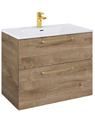 WILMA Komplet badmiljø i MDF og keramik H63,5 x B80 cm - Eg/Guld