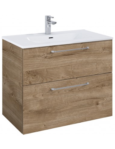 WILMA Komplet badmiljø i MDF og keramik H63,5 x B80 cm - Eg/Krom