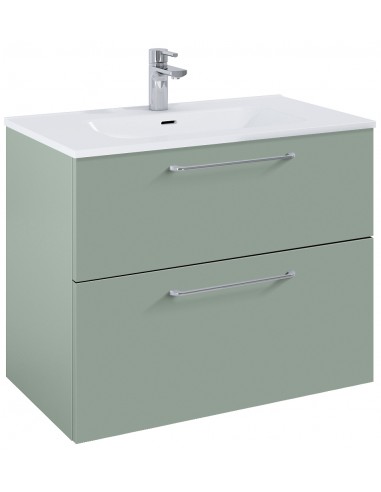 WILMA Komplet badmiljø i MDF og keramik H63,5 x B80 cm - Mat fjordgrøn/Krom