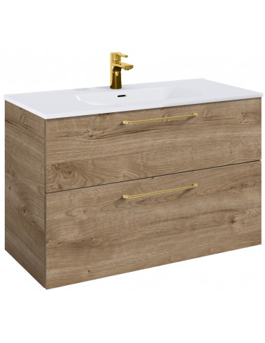 WILMA Komplet badmiljø i MDF og keramik H63,5 x B100 cm - Eg/Guld