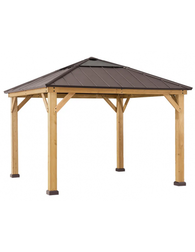 PIRIN Pavillon i cedertræ og stål H287 x B336 x D336 cm - Natur/Brun