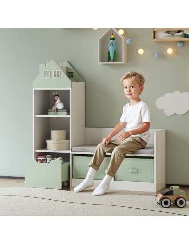 Reol til børneværelset i MDF H100 x B98,5 x D30 cm - Hvid/Mint