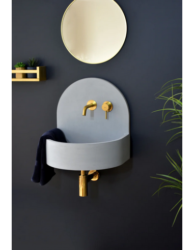 AMBER Vægmonteret 2-huller håndvask i beton m/beslag B44,8 cm - Lyseblå