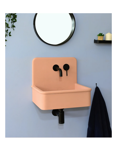 DAMA Vægmonteret 3-huller håndvask i beton m/beslag B44,5 cm - Mango