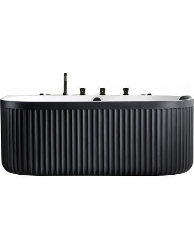 Fritstående vægbadekar med hydromassage 170 x 85 cm i solid stone - Mat sort