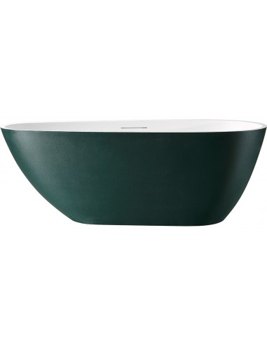 Fritstående badekar i solid stone 170 x 75 cm - Mat mørkegrøn/Mat hvid